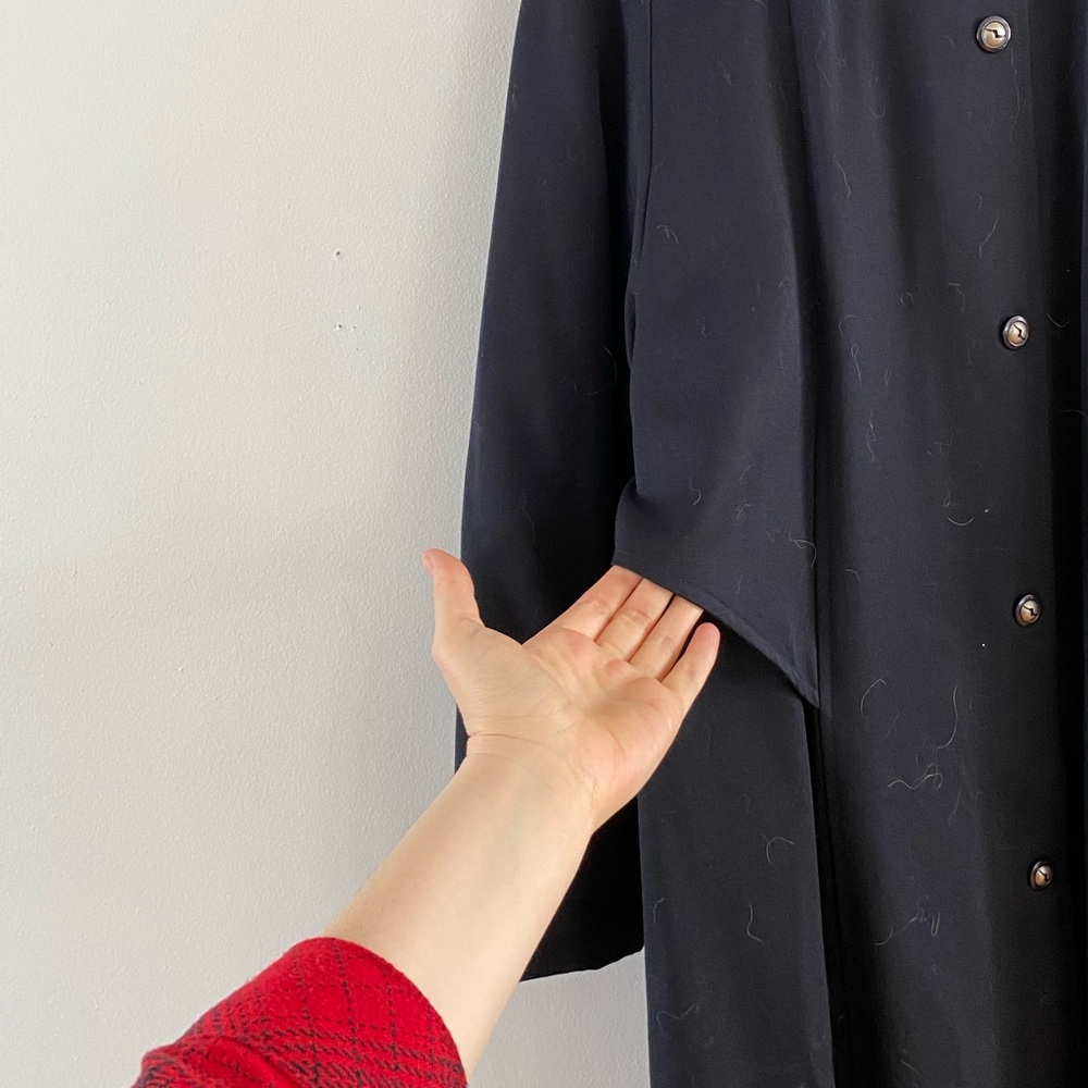 SOLD - Me-Jay vintage pure virgin wool + cotton fur navy blue/black coat - Picture 7 of 10